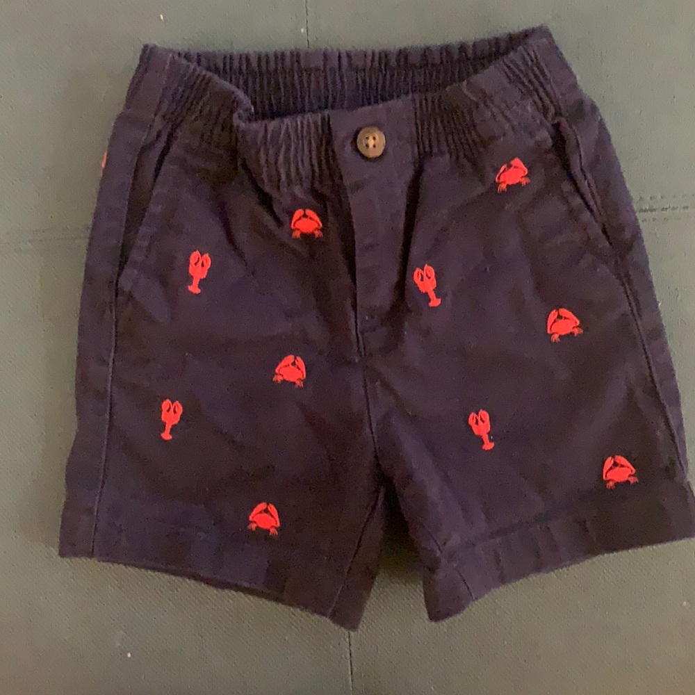 Janie and Jack navy blue lobster and crab shorts